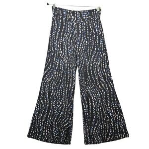 Clara Sunwoo Blue Wide Leg Pants Abstract Animal Print Palazzo‎ Small Flowy